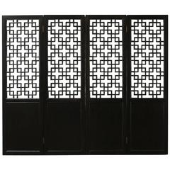Geometric Chinese Rosewood Carved Courtyard Panels