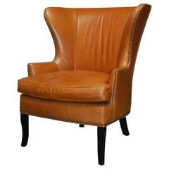Mid-Century Style Leather Butterfly Wing Chair