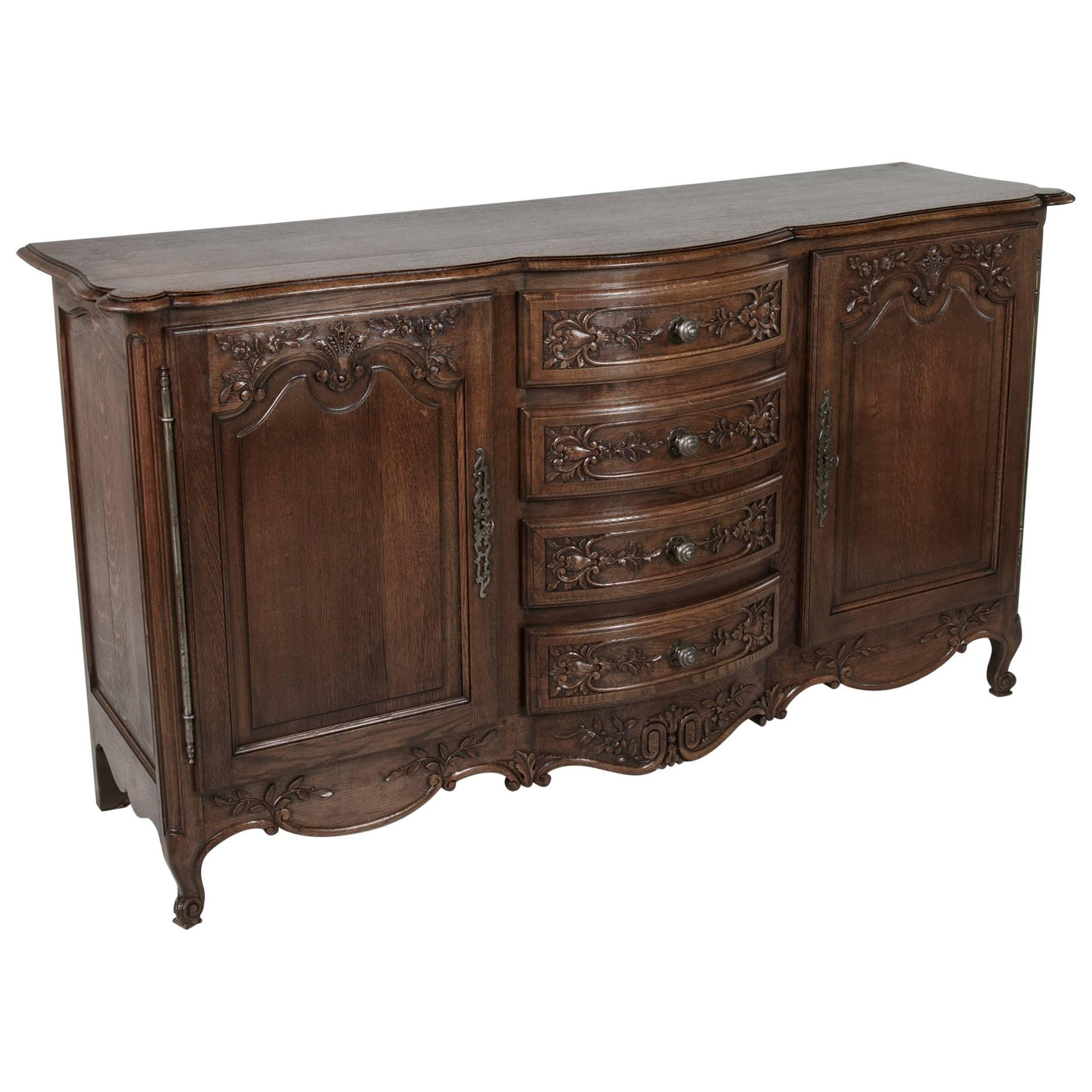 20th Century Hand-Carved French Louis XV Style Oak Enfilade Buffet Sideboard 7