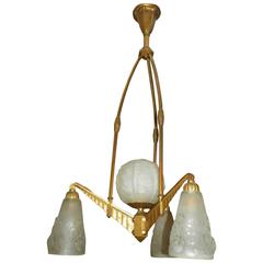 French Art Deco Chandelier, Muller Freres Lunville, circa 1920 11