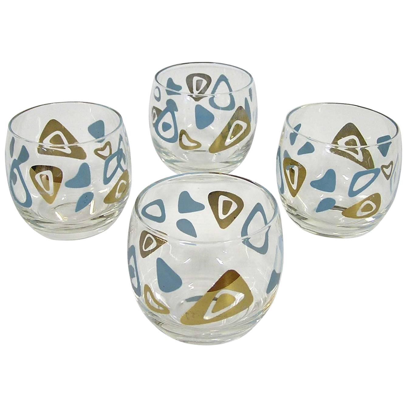 1950s Atomic Amoeba Boomerang Glasses, Set of Four