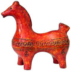 Bitossi Vintage Italian Atomic Rimini Red Art Pottery Horse Figure
