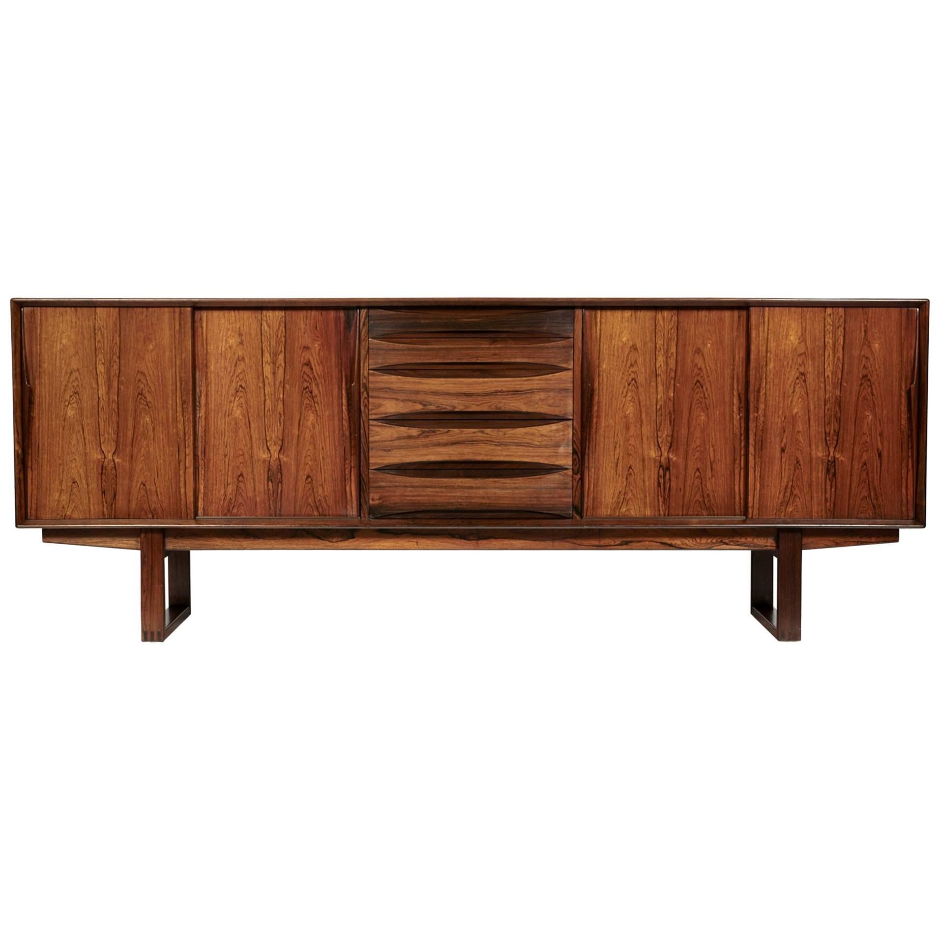 Danish Rosewood Credenza with Sled Legs by Arne Vodder, 1960s For Sale