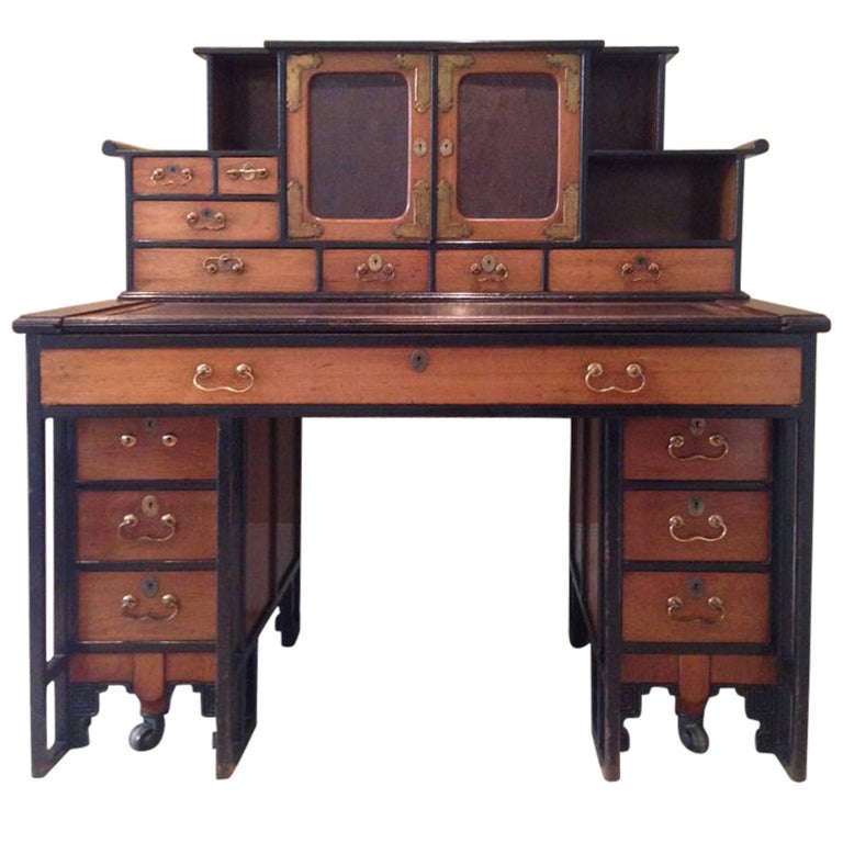 Rare Walnut Desk In The Anglo Japanese Style Designed By Thomas