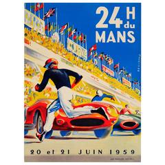 Affiche originale des courses du Mans par Beligond "24 Heures Du Mans 1959"