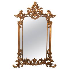 Large Carved Giltwood Rococo Style Mirror