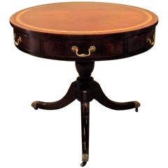 Mahogany and Leather Round Rent Table