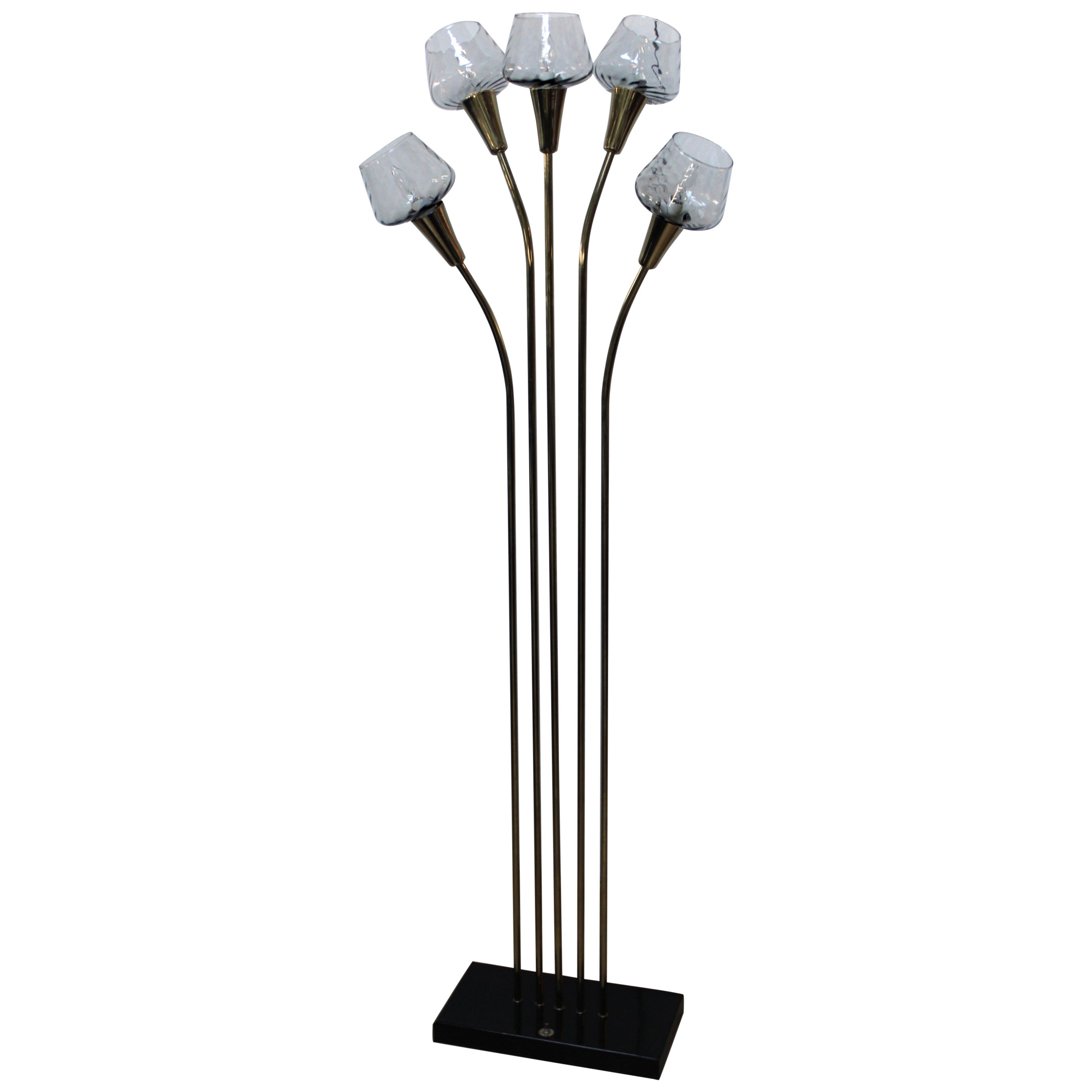 Extra Tall Waterfall BrassPlated Floor Lamp, 1970s, USA at 1stDibs