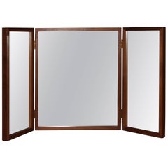 Danish Teak Folding Vanity or Wall Mirror