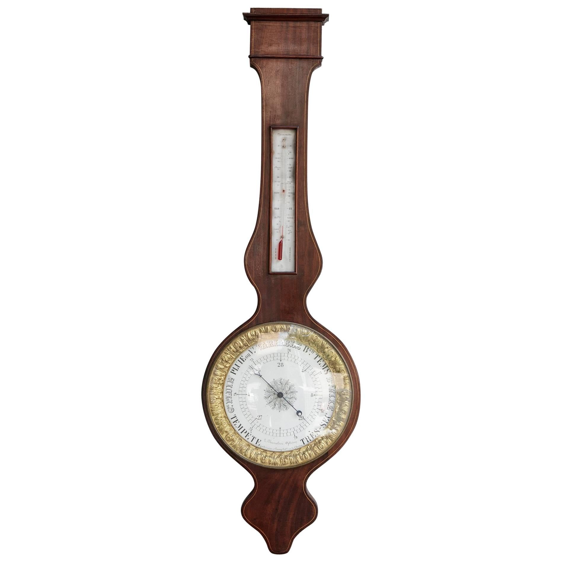 Early 19th Century French Charles X  Period Mahogany and Gilt Bronze Barometer