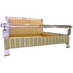 Magnificent Charles Hollis Jones Lucite and Brass Upholstered Bed