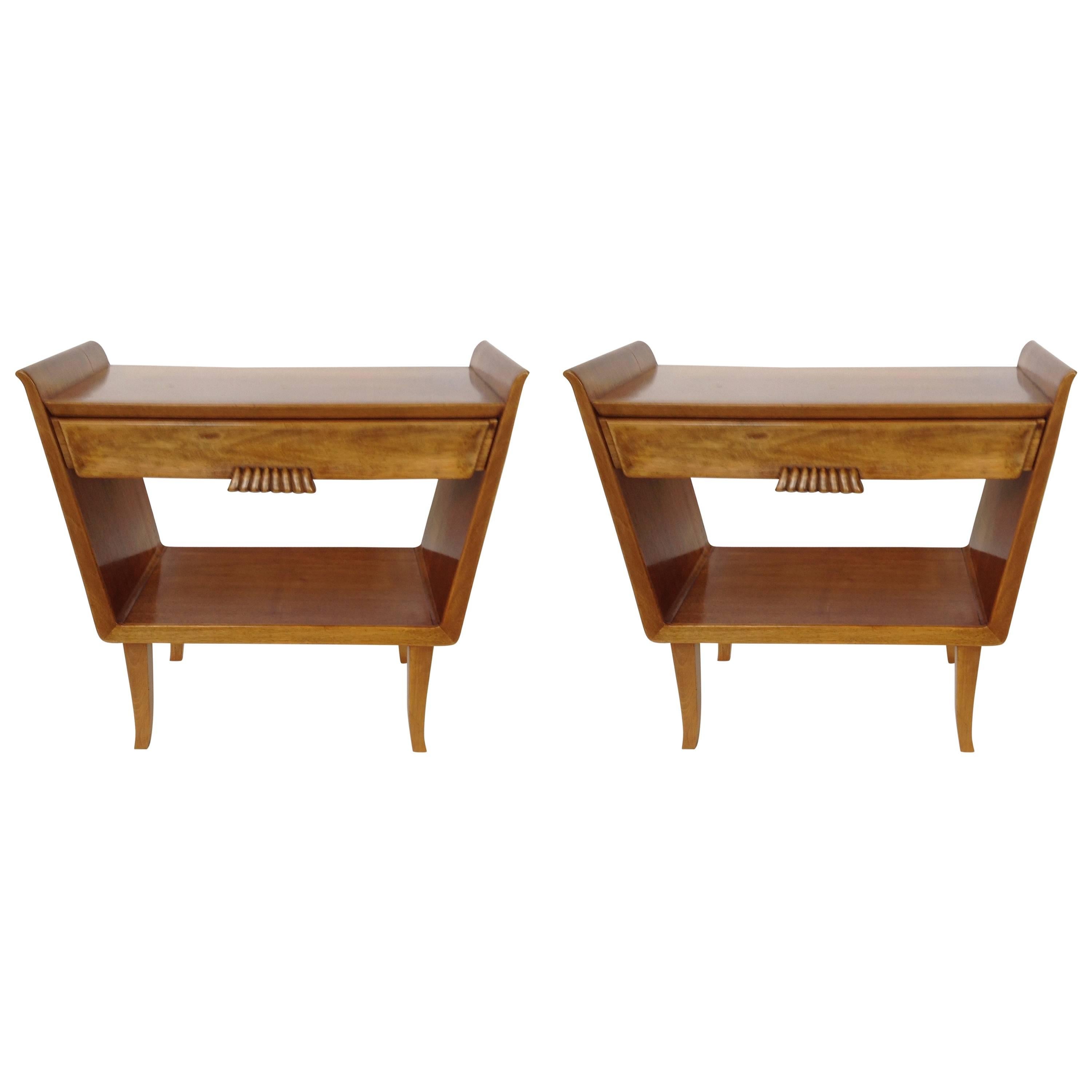 Pair of Italian Fruitwood Tables For Sale