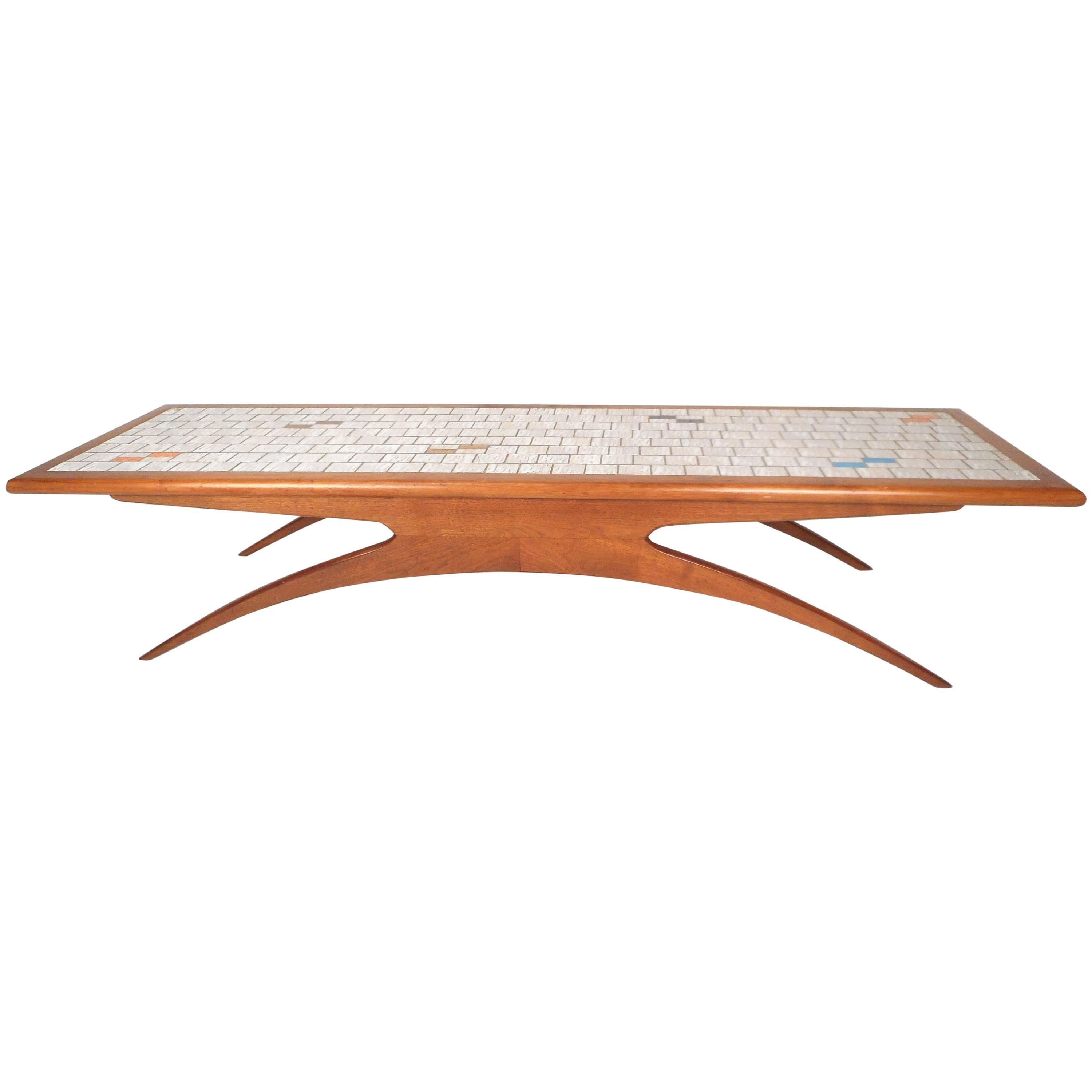 Mid-Century Modern Tile-Top Coffee Table in the Style of Vladimir Kagan