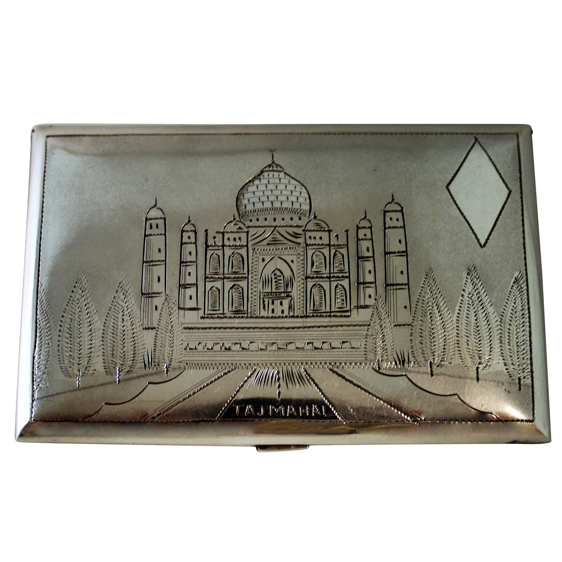 Silver Cigarette Case of Taj Mahal