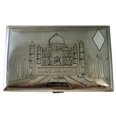 Antique Silver Cigarette Case of Taj Mahal