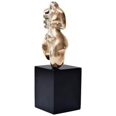Signed Initialled Bronze Sensual Abstract Cubist Torso Sculpture 9