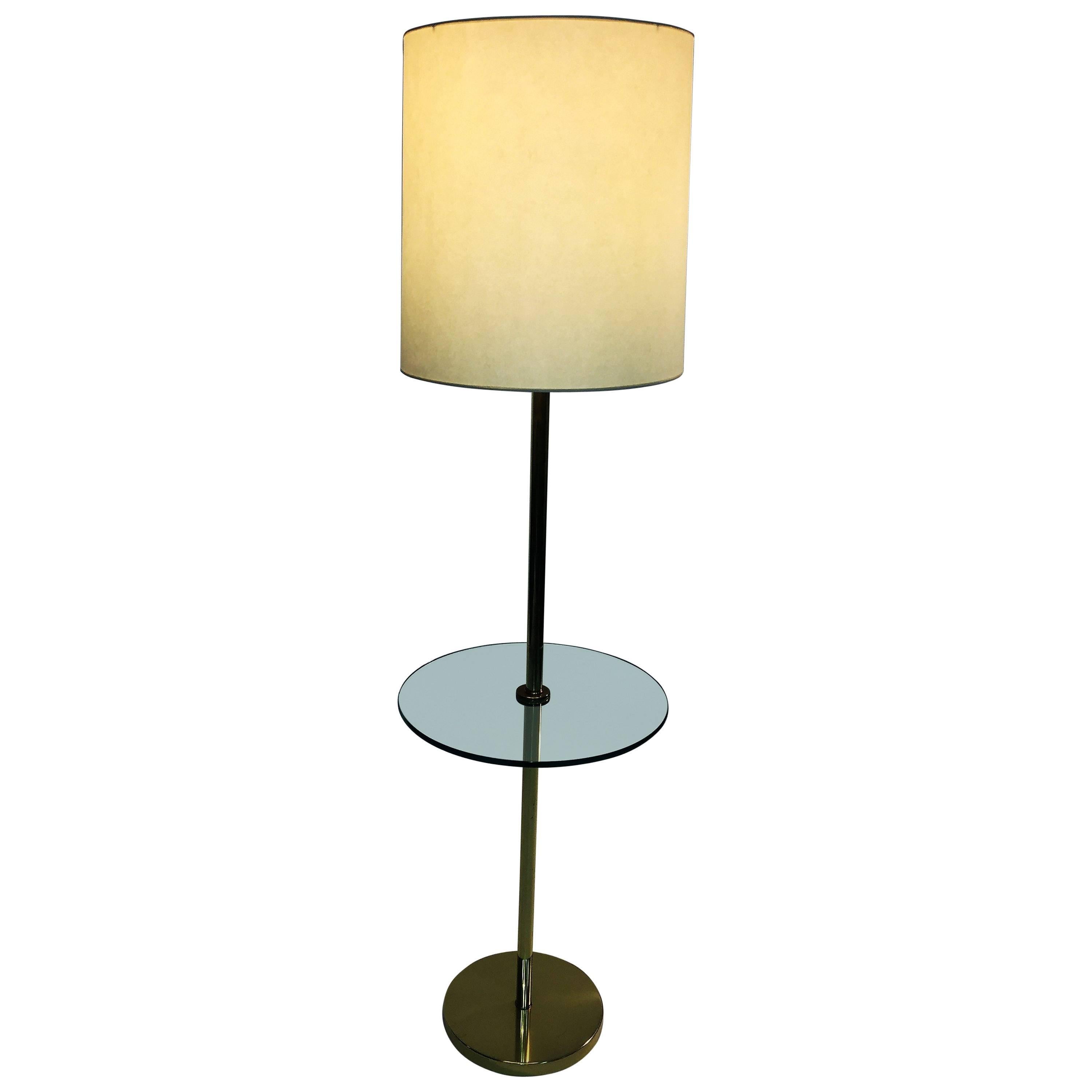 Great Frederick Cooper Brass and Glass Floor Lamp For Sale