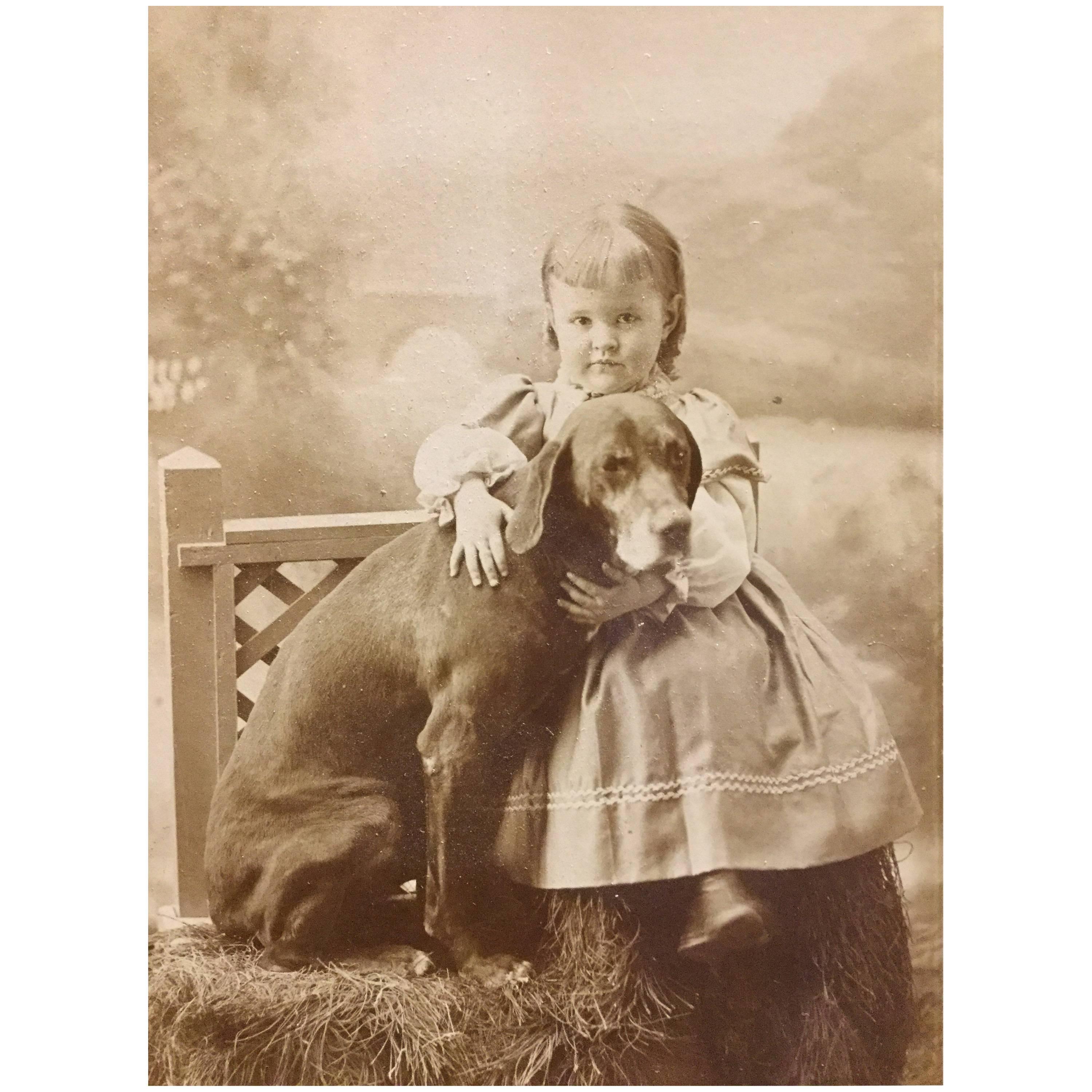 Large Carte De Visite Child and Dog Maine For Sale