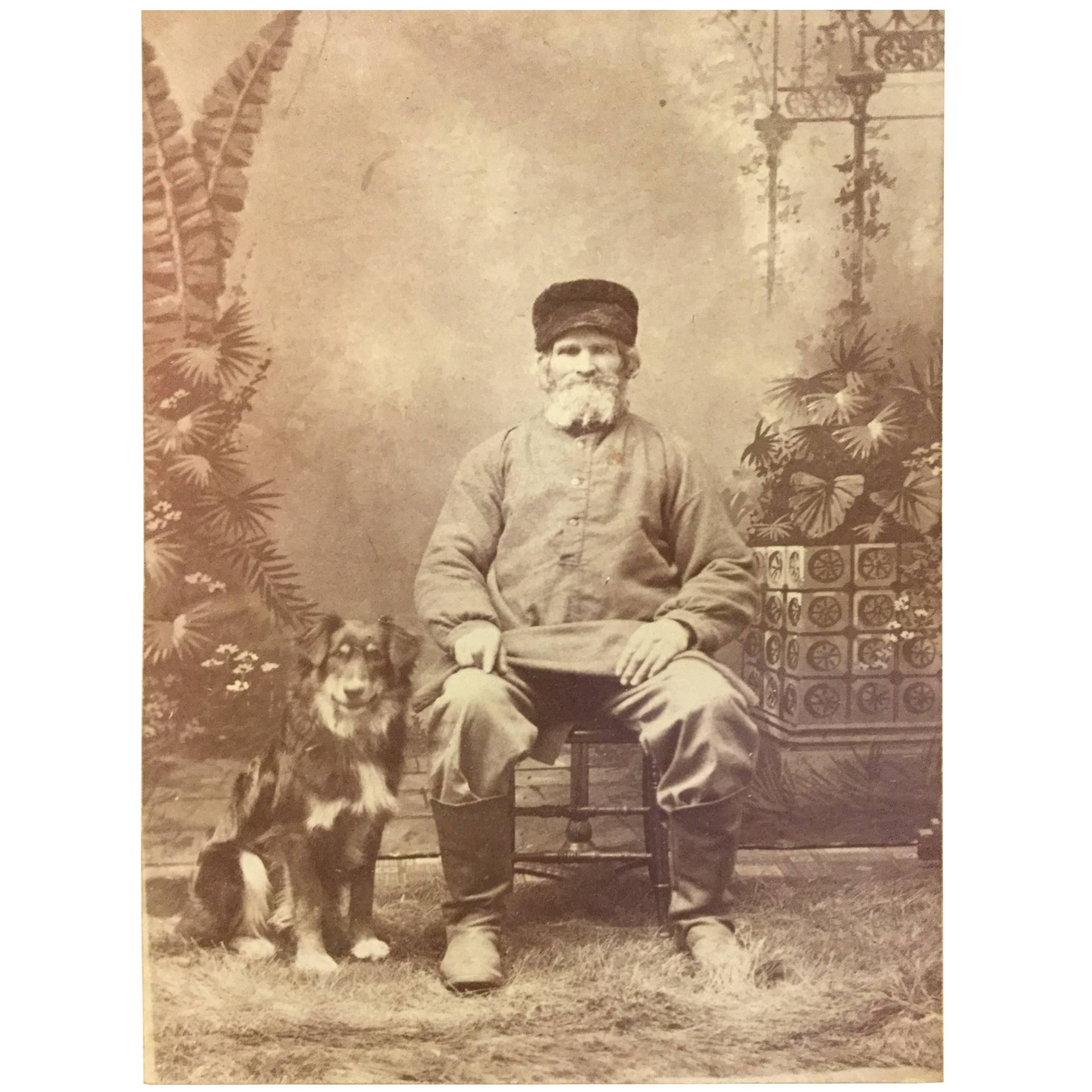 Early CDV Man and his Dog Massachusetts, USA For Sale