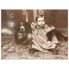 Early Dog Photograph CDV with Little Person 12