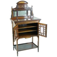 B581 Antique Scottish Victorian Rosewood Inlaid Music Stand or Display Cabinet 11