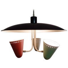 Three-Shade Pendant Light by H. Busquest for Hala Zeist, Netherlands, 1950s