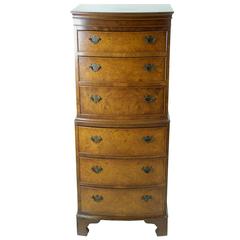 B473 Vintage Scottish Tall and Slim Walnut Chest, Lingerie Cabinet
