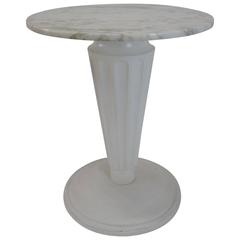 Marble-Top Fluted Pedestal Side Table