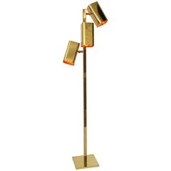 Koch & Lowy All Brass three Heads Floor Lamp, 1970s, USA