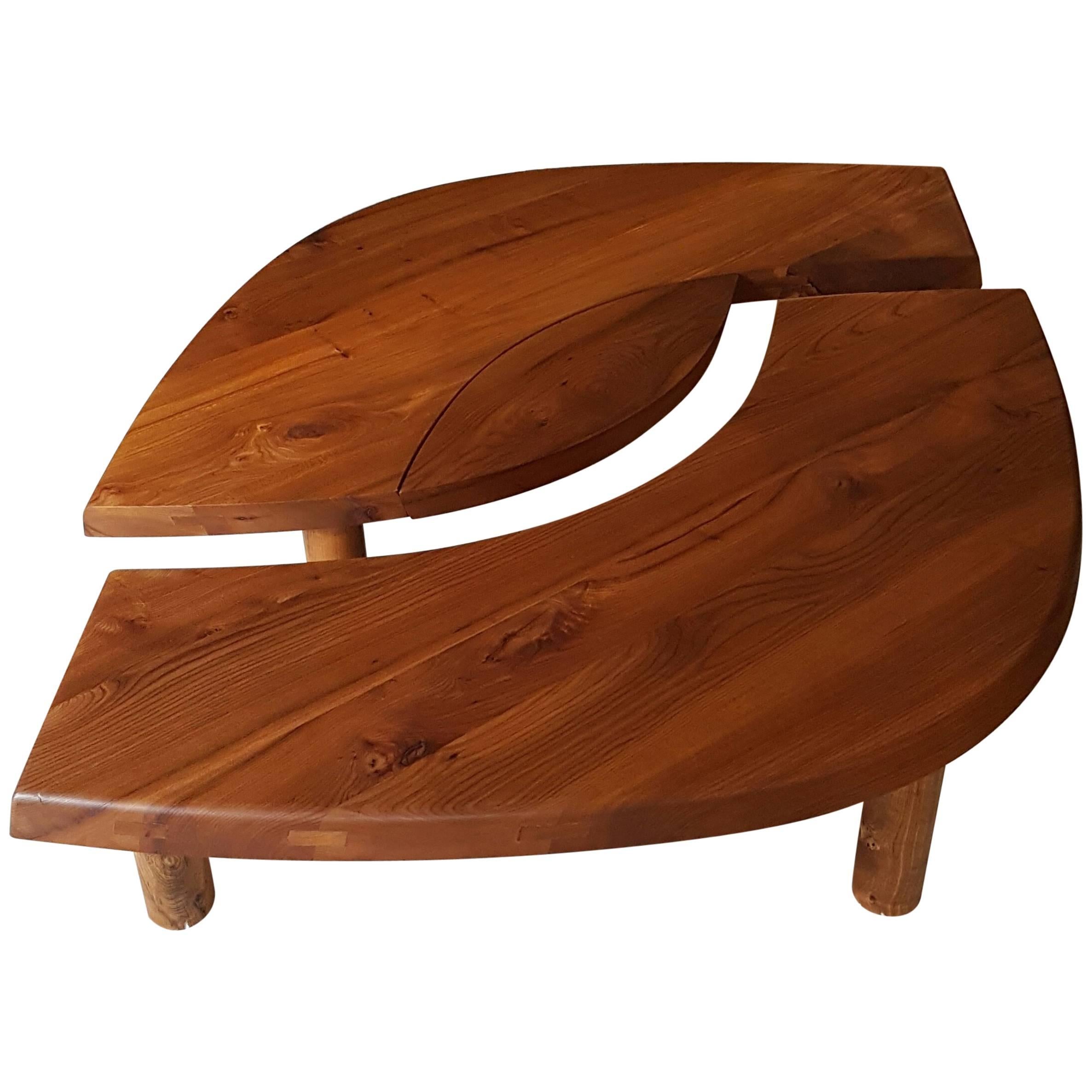 Coffee Table Oeil T22 by Pierre Chapo in French Elm, 1966