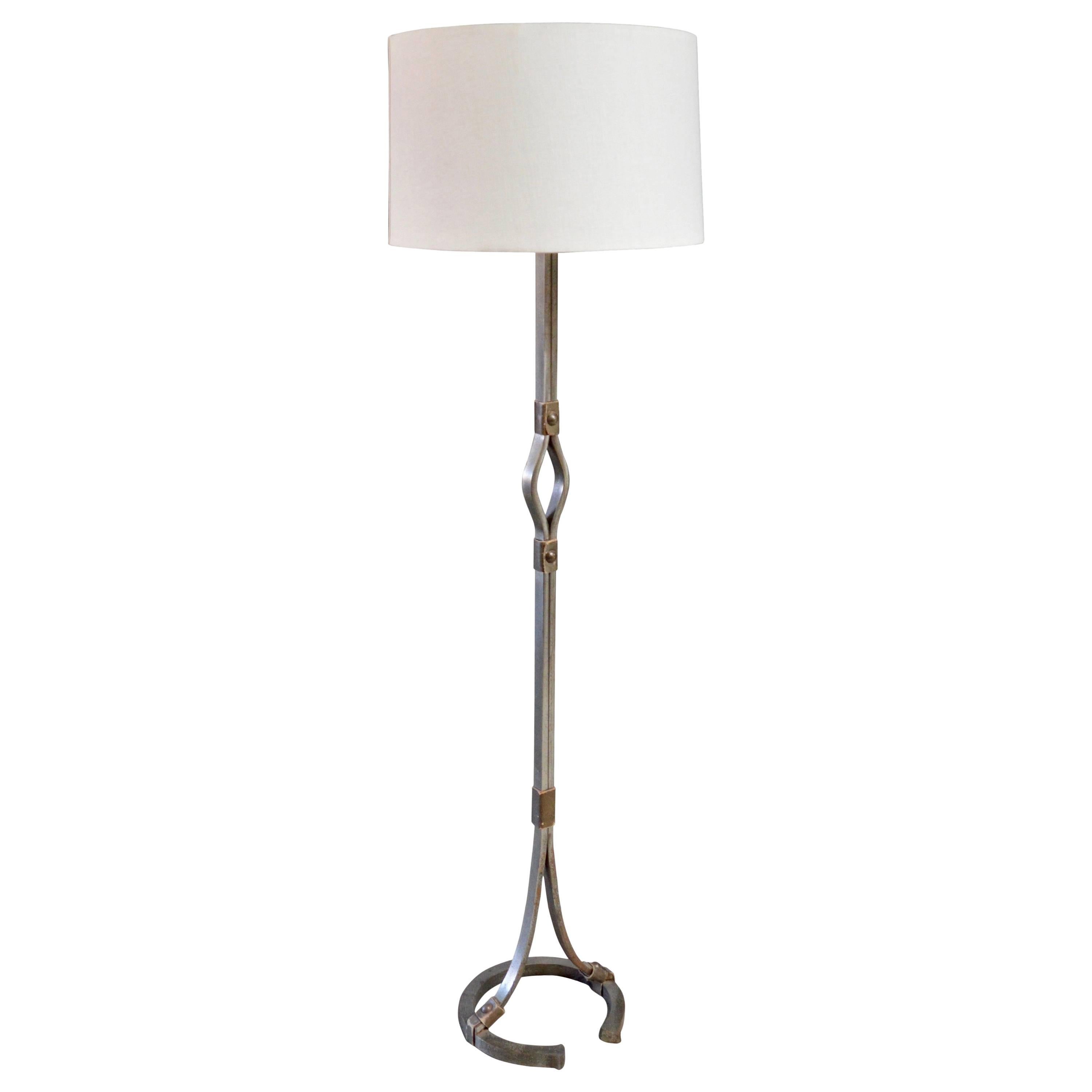 Jacques Adnet Iron and Leather Floor Lamp