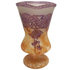 Huge Art Deco Cameo Glass Vase by Schneider Signed Charder