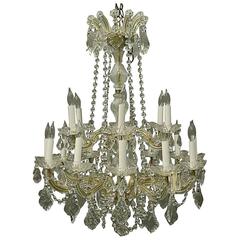 18-Light French Cut Crystal Renaissance Style Chandelier, Mid-20th Century