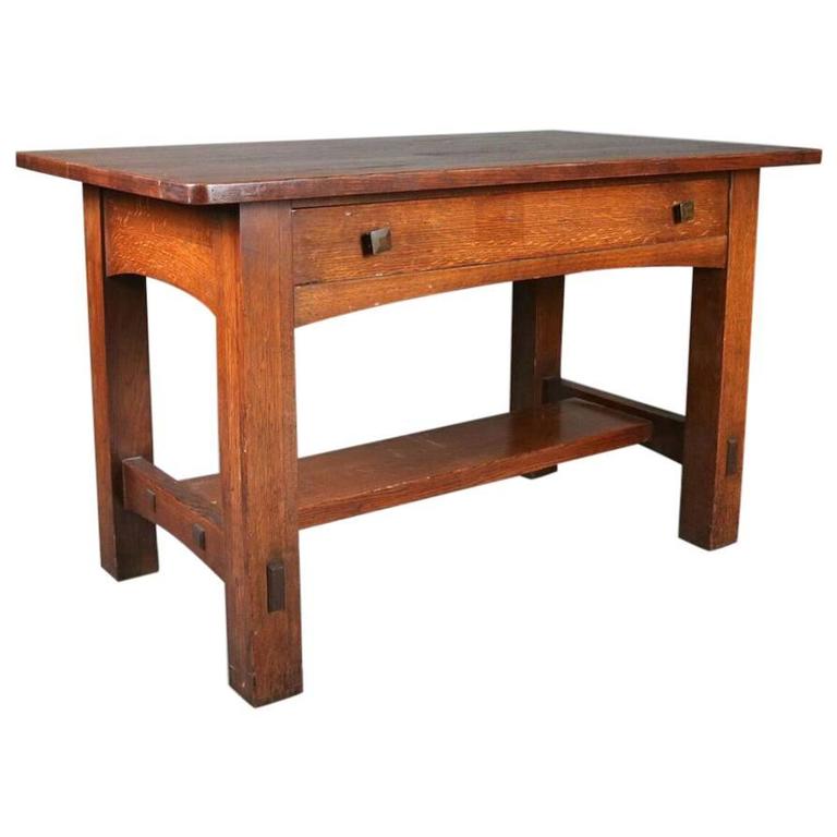 Arts And Crafts Mission Oak Desk Or Table By Limbert Early 20th Arts Crafts Mission Oak Desk Or Table By Limbert Early 20th Century For