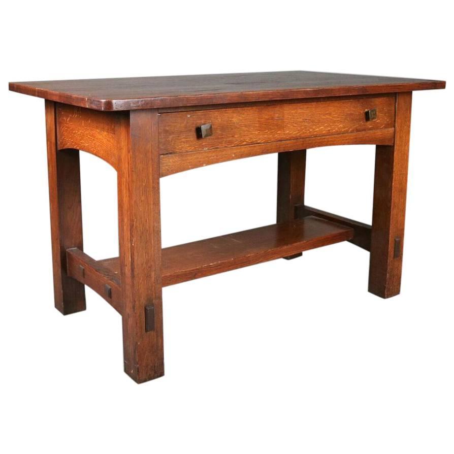 Arts and Crafts Mission Oak Desk or Table by Limbert, Early 20th