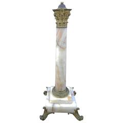 19th Century Marble and Ormolu Column Table Lamp French 8