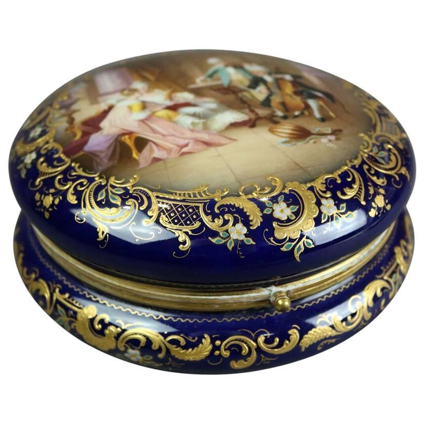 Oversized Royal Vienna Hand-Painted Artist Signed Dresser Box, circa 1870