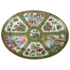 Chinese Rose Medallion Hand-Painted Platter, Late 19th Century