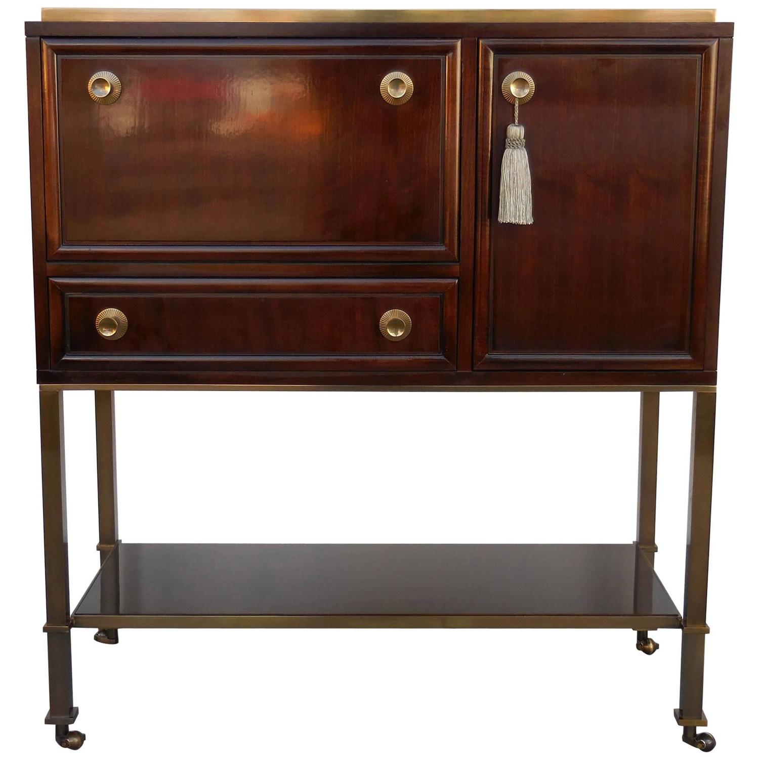 Brass and Mahogany Bar by Baker For Sale at 1stdibs