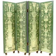 Rare Four Panel Folding Screen by Piero Fornasetti