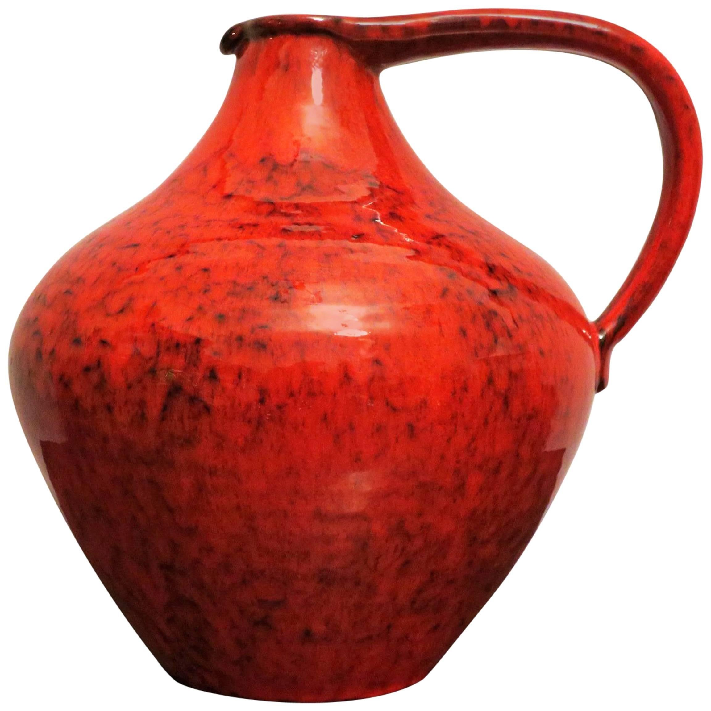 Striking West German Glazed Ceramic Vase or Pitcher, 1950s