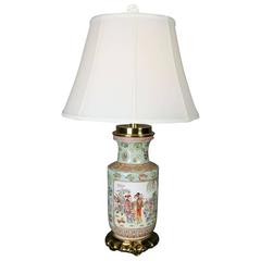 Chinese Famille Verte Table Lamp, Mid-20th Century