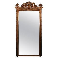 Large Louis XIV Style First Finish Gilt Gesso on Wood Figural Mirror, circa 1880