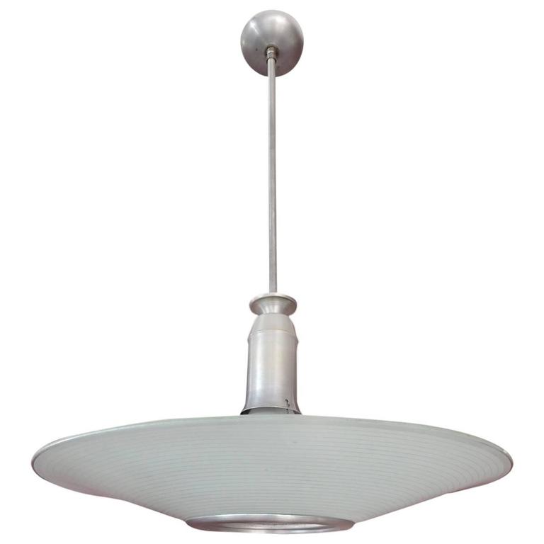 Bauhaus 1930s Appleman Art Glass Co Floating Saucer Pendant Lamp Bauhaus 1930s Appleman Art Glass Co Floating Saucer Pendant Lamp For