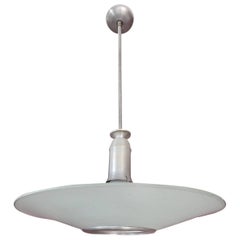 Bauhaus 1930s Appleman Art Glass Co. Floating Saucer Pendant Lamp