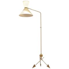 Mid-Century French Design, 1950s Kobis & Lorens Metal & Brass tripod Floor Lamp 12