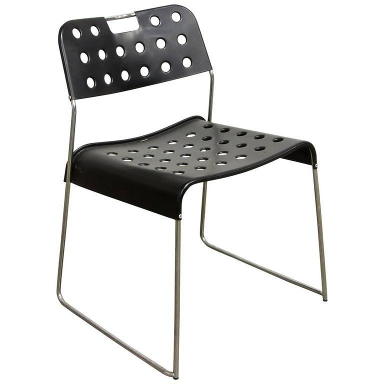 1971, Rodney Kinsman, Set of Five Rare Black Omstak Stacking Chairs For