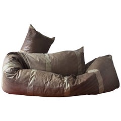 1960, Hans Roebers, Original Snake Couch in Beautiful Soft Brown Leather