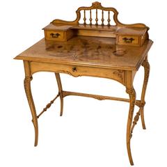 Stunning French Art Nouveau Writing Table with Marquetry, 1900s
