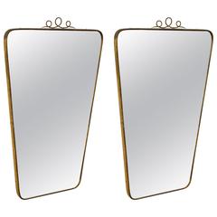 Beautiful Pair of Italian Brass Mirror, circa 1960